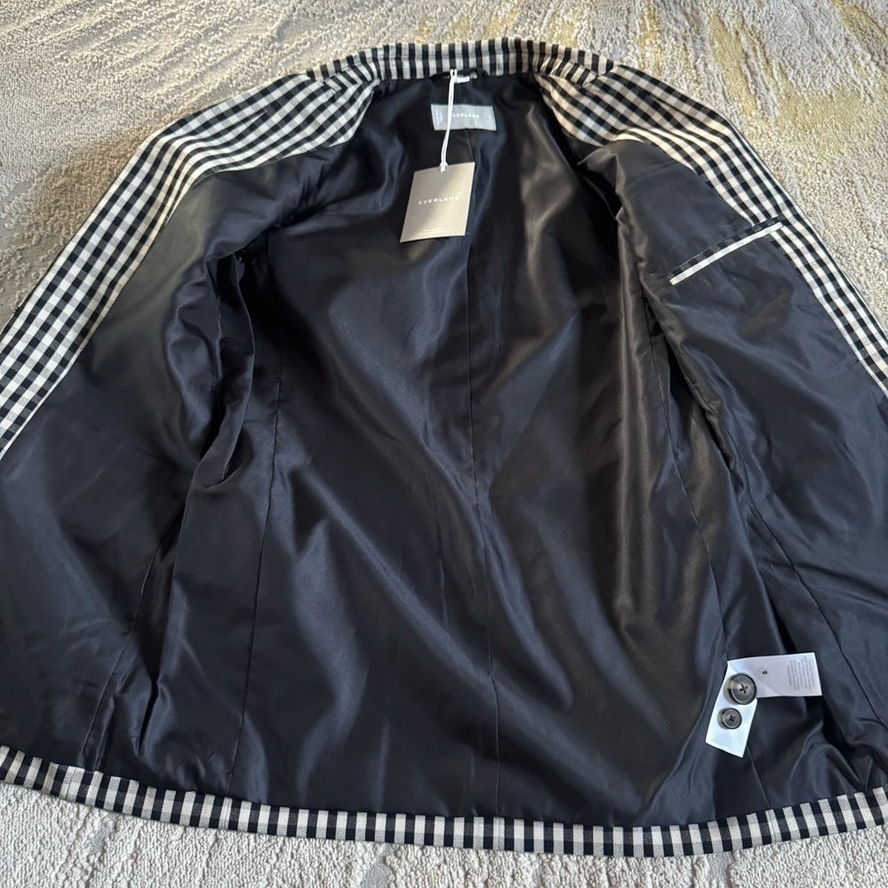 Everlane houndstooth checker black tan oversized TENCEL™ Lyocell cotton 0 new - Picture 10 of 15